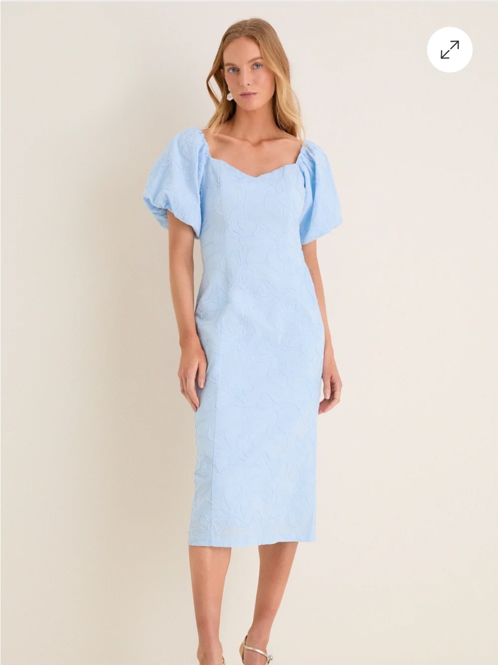 Tuckernuck Light Blue Puff-Sleeve Midi Dress